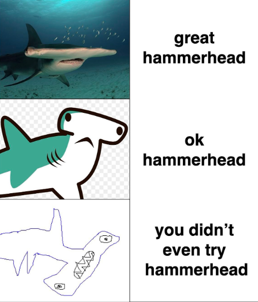 great hammerhead ok hammerhead you didn't even try hammerhead