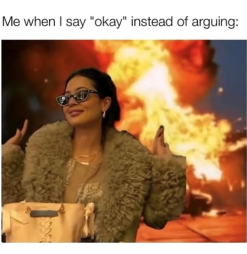 Me when I say "okay" instead of arguing: