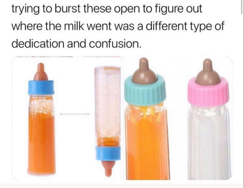 trying to burst these open to figure out where the milk went was a different type of dedication and confusion.