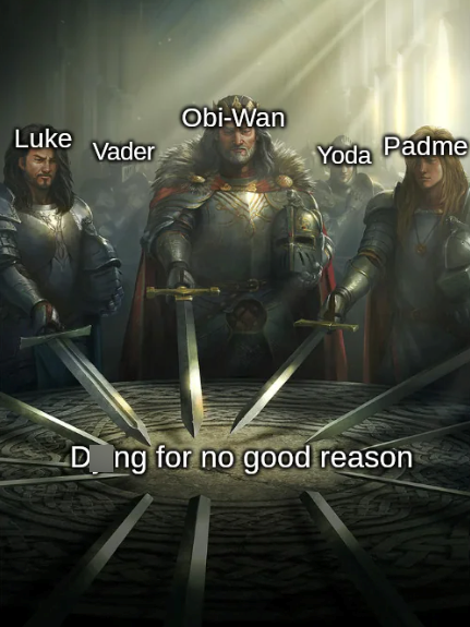 Obi-Wan Luke Vader Yoda Padme Dng for no good reason