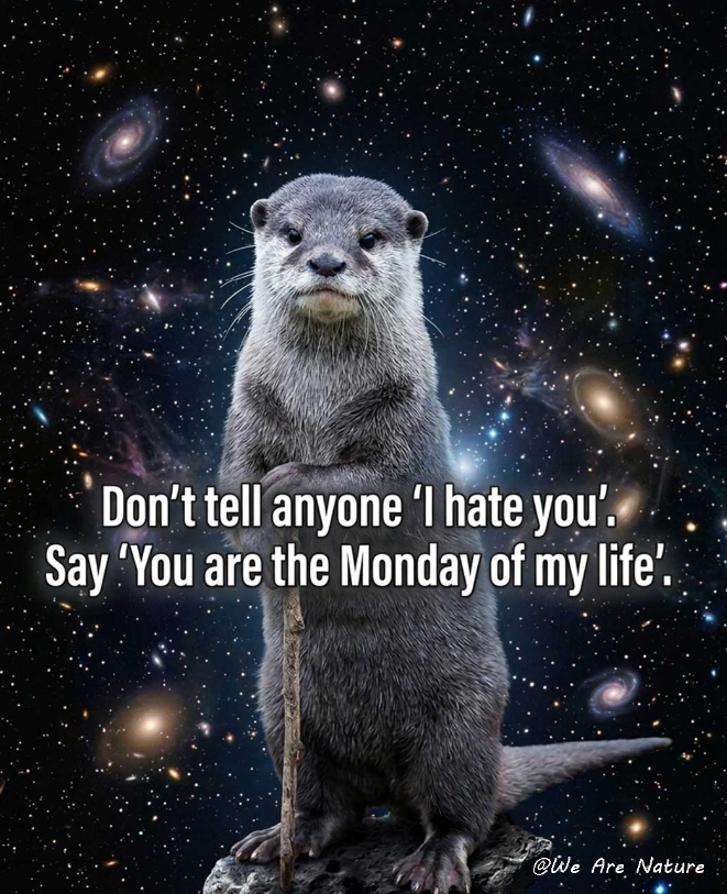 Don't tell anyone 'I hate you'. Say 'You are the Monday of my life'. @We Are Nature