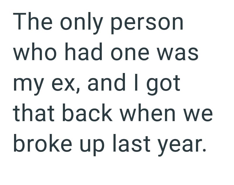 The only person who had one was my ex, and I got that back when we broke up last year.