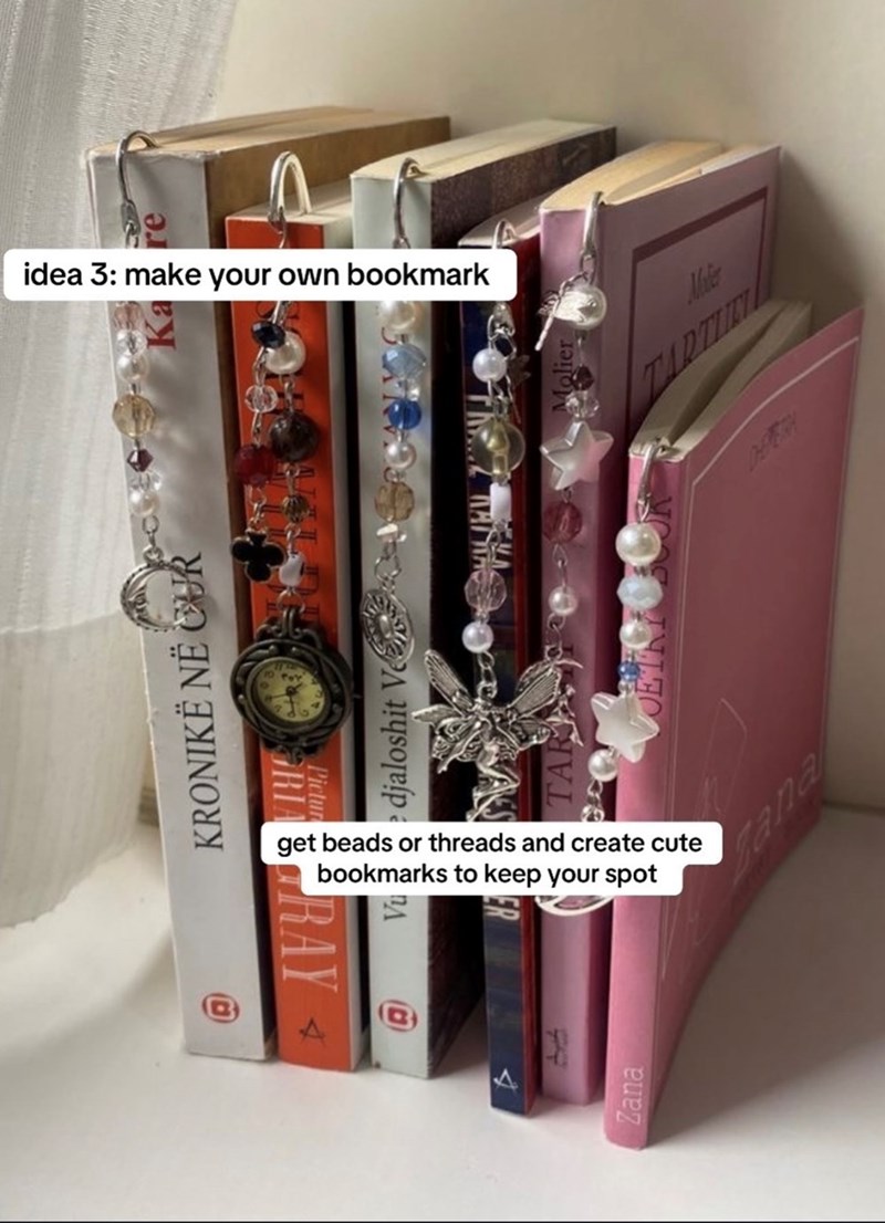 P idea 3: make your own bookmark KRONIKË NË CUR 9 for GRIA & Picture RAY djaloshit Ve get beads or threads and create cute bookmarks to keep your spot Zana Maker TAPTI edes