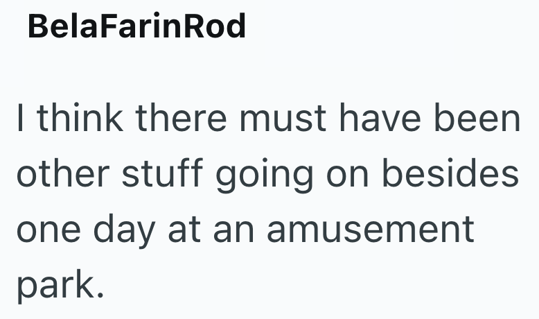 BelaFarinRod I think there must have been other stuff going on besides one day at an amusement park.