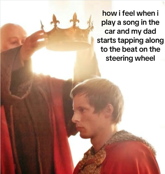 how i feel when i play a song in the car and my dad starts tapping along to the beat on the steering wheel