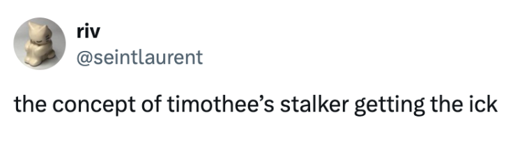 riv @seintlaurent the concept of timothee's stalker getting the ick