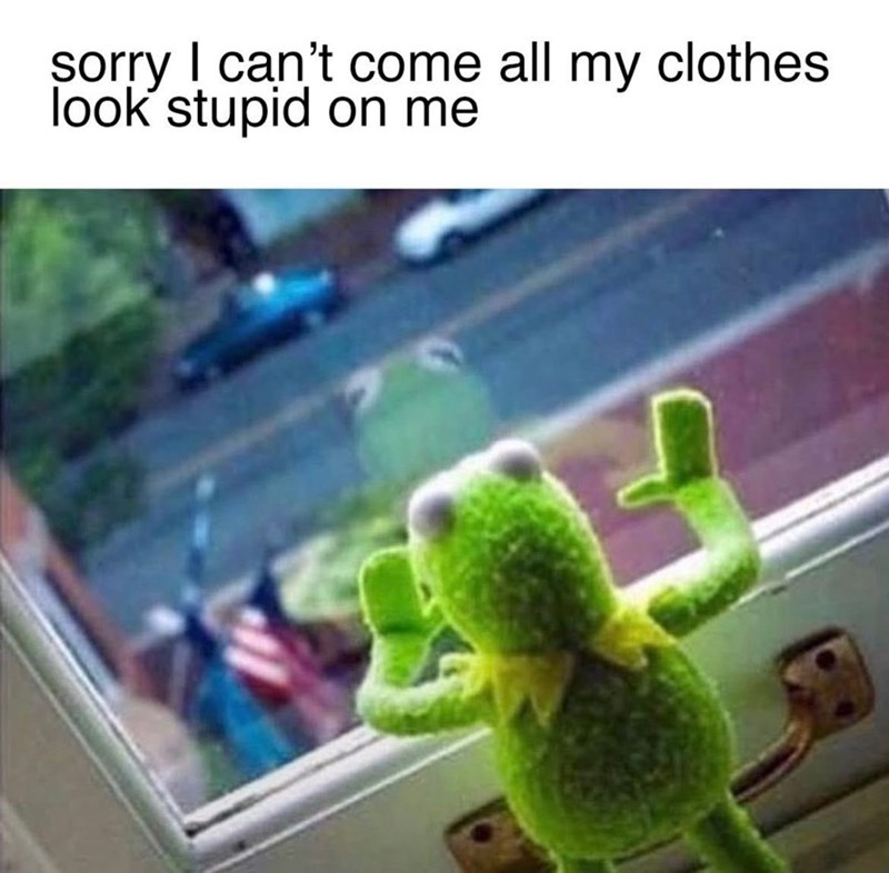 sorry I can't come all my clothes look stupid on me