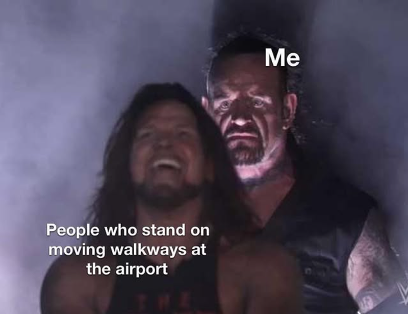 People who stand on moving walkways at the airport Me