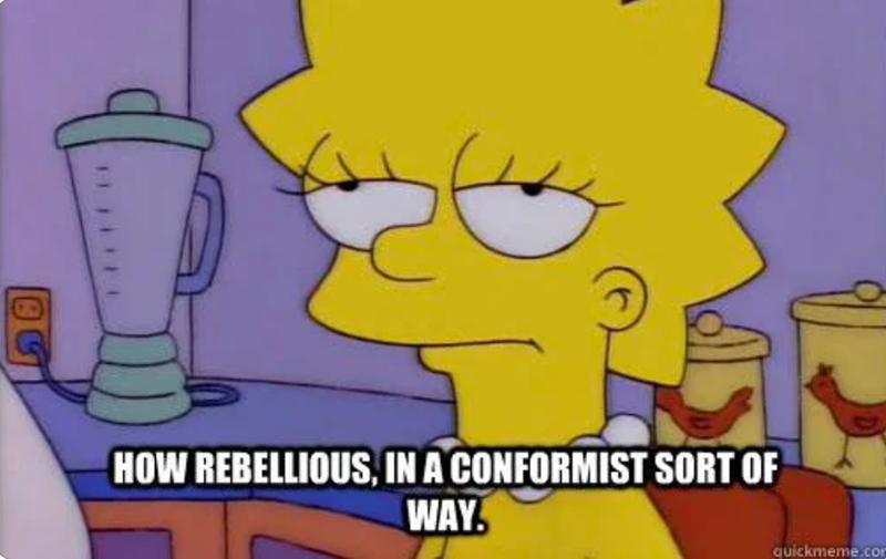HOW REBELLIOUS, IN A CONFORMIST SORT OF WAY quickmeme.com