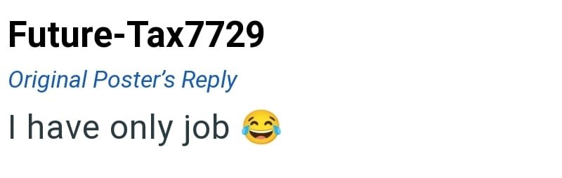 Future-Tax7729 Original Poster's Reply I have only job