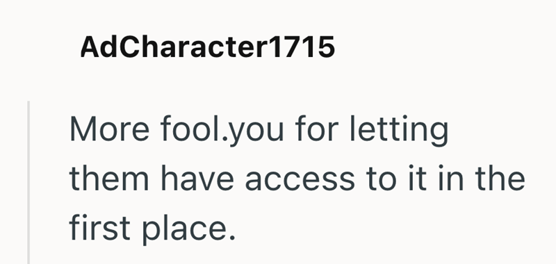 AdCharacter1715 More fool.you for letting them have access to it in the first place.