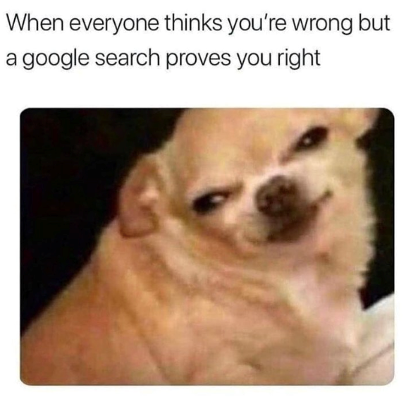 When everyone thinks you're wrong but a google search proves you right