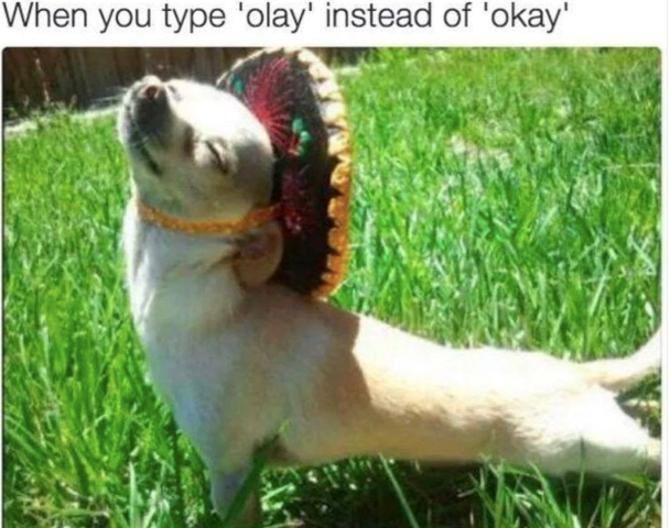 When you type 'olay' instead of 'okay'