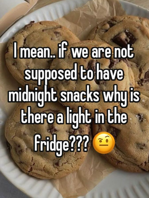 I mean.. if we are not supposed to have midnight snacks why is there a light in the fridge???