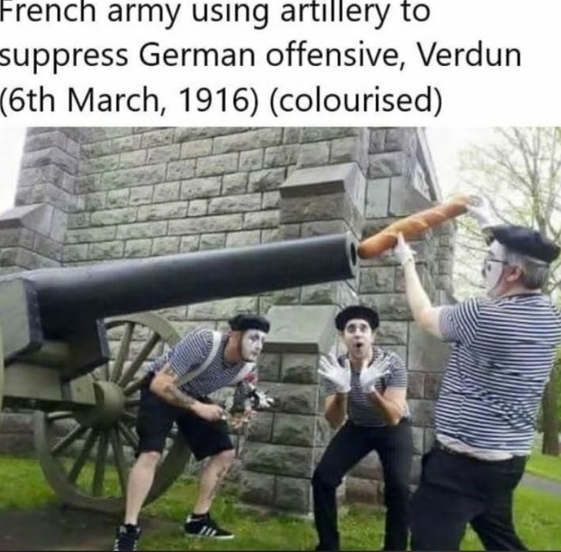 French army using artillery to suppress German offensive, Verdun (6th March, 1916) (colourised)