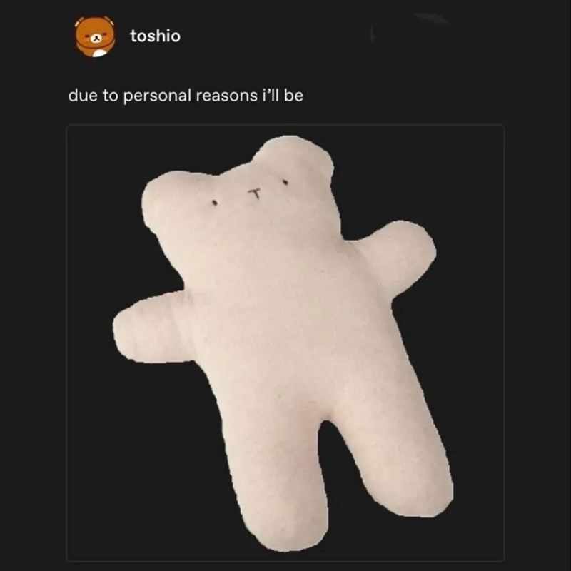 toshio due to personal reasons i'll be