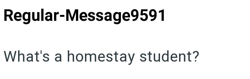 Regular-Message9591 What's a homestay student?