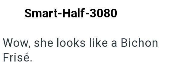 Smart-Half-3080 Wow, she looks like a Bichon Frisé.