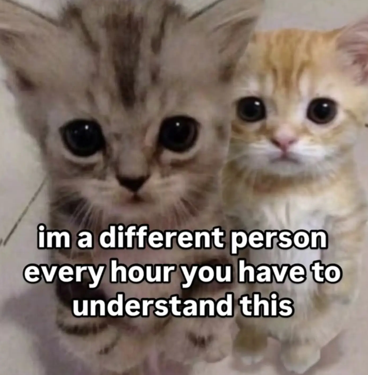 im a different person every hour you have to understand this
