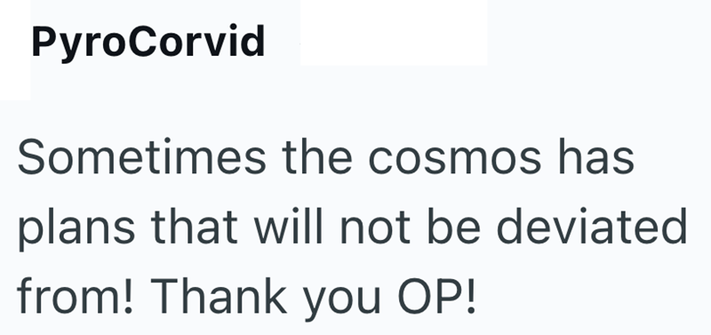 PyroCorvid Sometimes the cosmos has plans that will not be deviated from! Thank you OP!