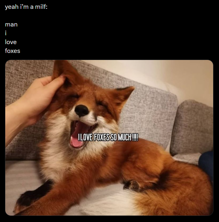 yeah i'm a milf: i man love foxes ILOVE FOXES SO MUCH!!!