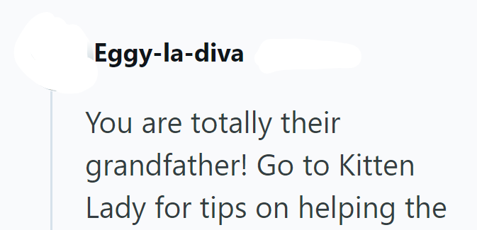 Eggy-la-diva You are totally their grandfather! Go to Kitten Lady for tips on helping the