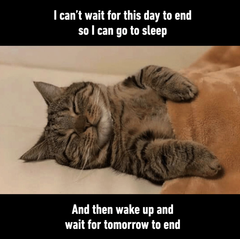 I can't wait for this day to end so I can go to sleep And then wake up and wait for tomorrow to end