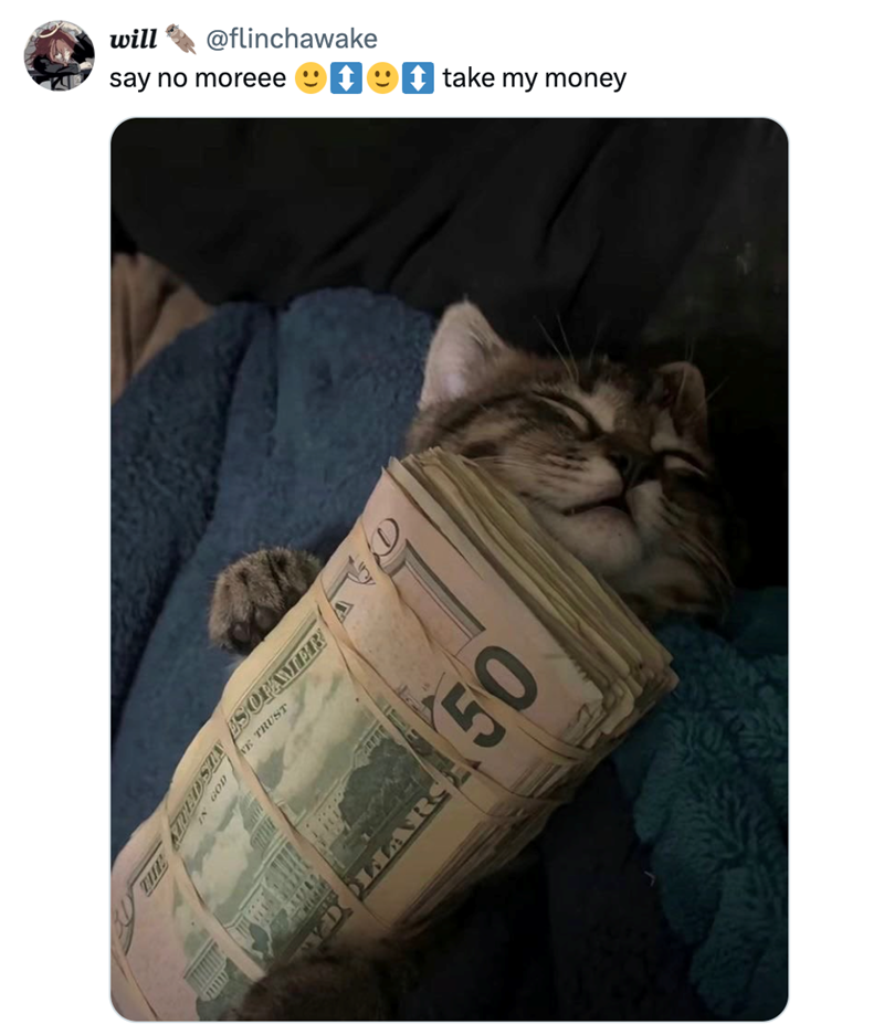 will @flinchawake say no moreee IN GOD E TRUST ELKY TO SE SONY I take my money YDOLLARS 50