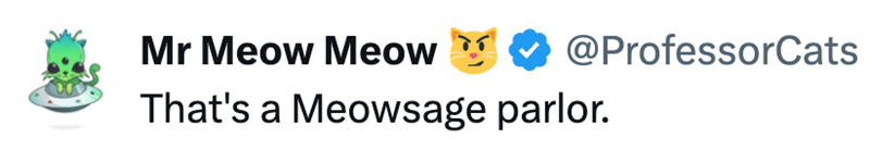 Mr Meow Meow @ProfessorCats That's a Meowsage parlor.