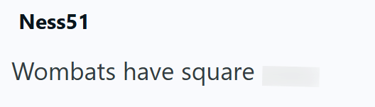 Ness51 Wombats have square