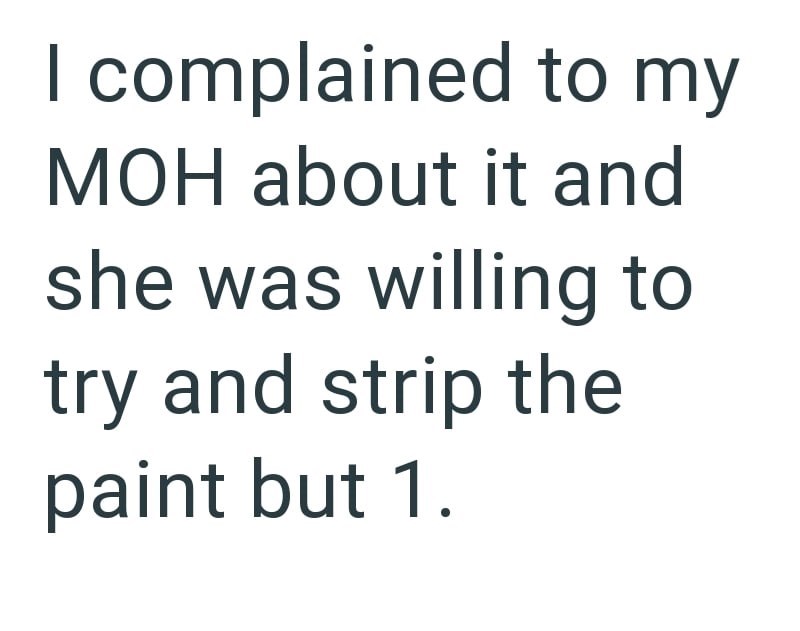 I complained to my MOH about it and she was willing to try and strip the paint but 1.