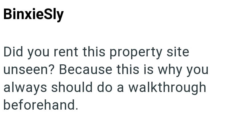 BinxieSly Did you rent this property site unseen? Because this is why you always should do a walkthrough beforehand.