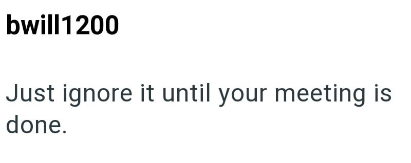 bwill1200 Just ignore it until your meeting is done.
