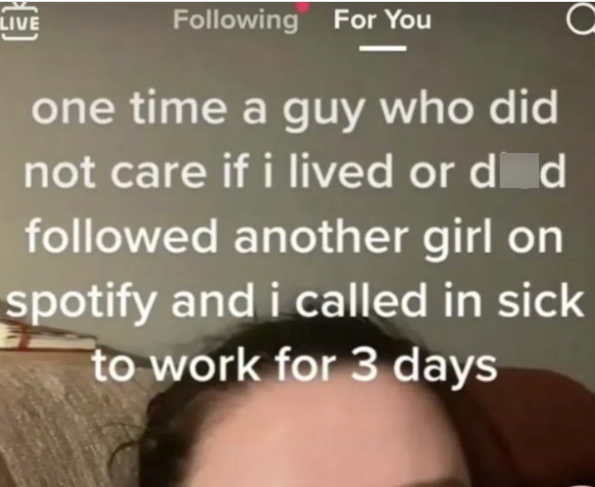 LIVE Following For You one time a guy who did not care if i lived or did followed another girl on spotify and i called in sick to work for 3 days