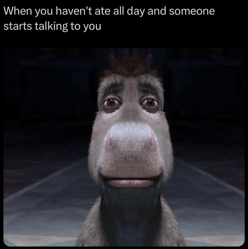 When you haven't ate all day and someone starts talking to you