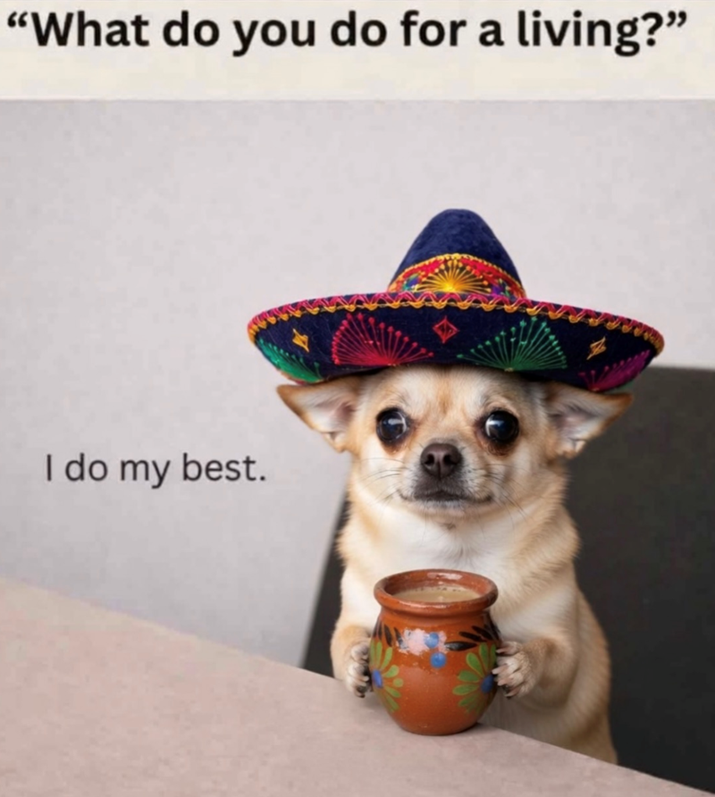 "What do you do for a living?" I do my best.