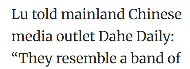 Lu told mainland Chinese media outlet Dahe Daily: "They resemble a band of