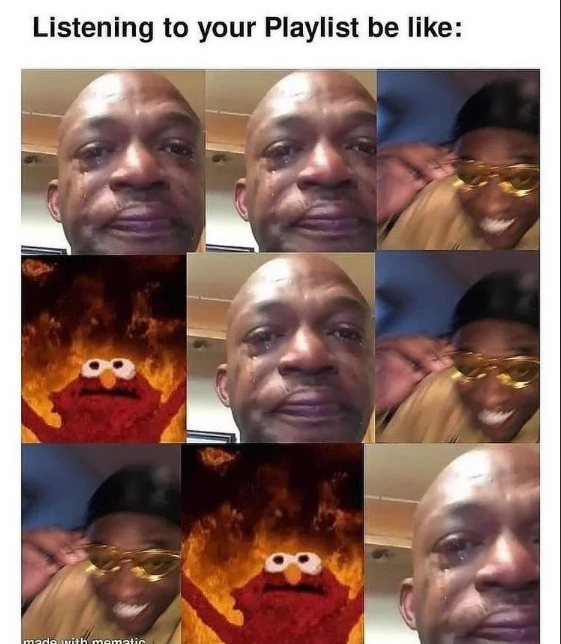 Listening to your Playlist be like: made with momatic