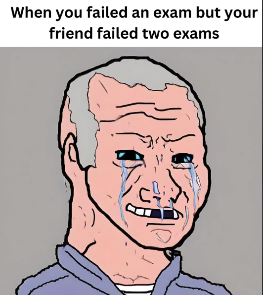 When you failed an exam but your friend failed two exams