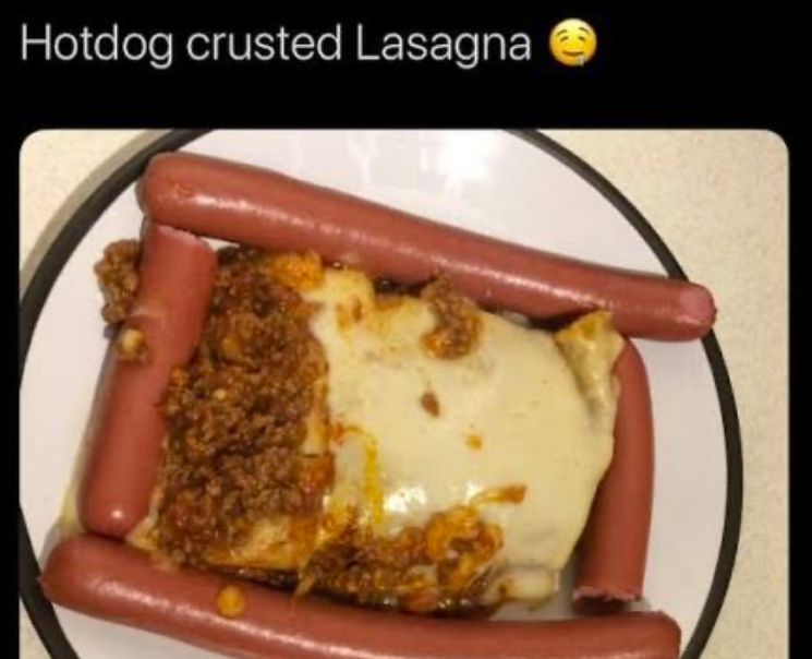 Hotdog crusted Lasagna