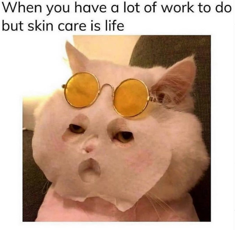 When you have a lot of work to do but skin care is life