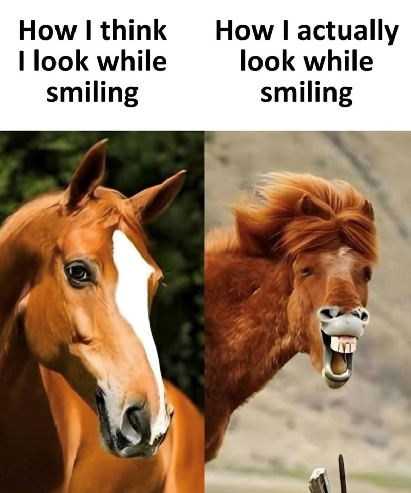 How I think I look while smiling How I actually look while smiling