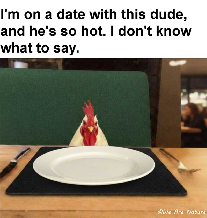 I'm on a date with this dude, and he's so hot. I don't know what to say. @We Are Nature