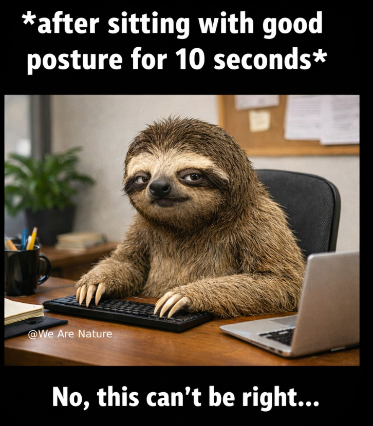 *after sitting with good posture for 10 seconds* @We Are Nature No, this can't be right...