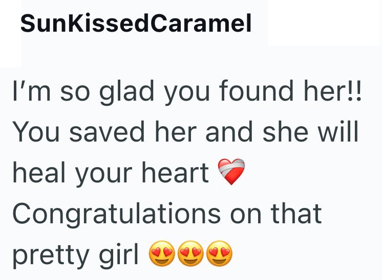 Sunkissed Caramel I'm so glad you found her!! You saved her and she will heal your heart Congratulations on that pretty girl