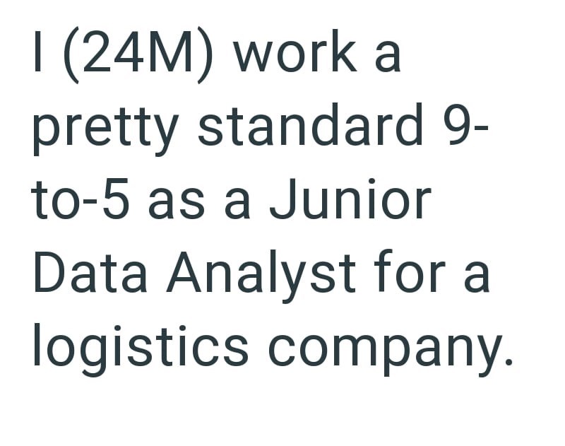 I (24M) work a pretty standard 9- to-5 as a Junior Data Analyst for a logistics company.