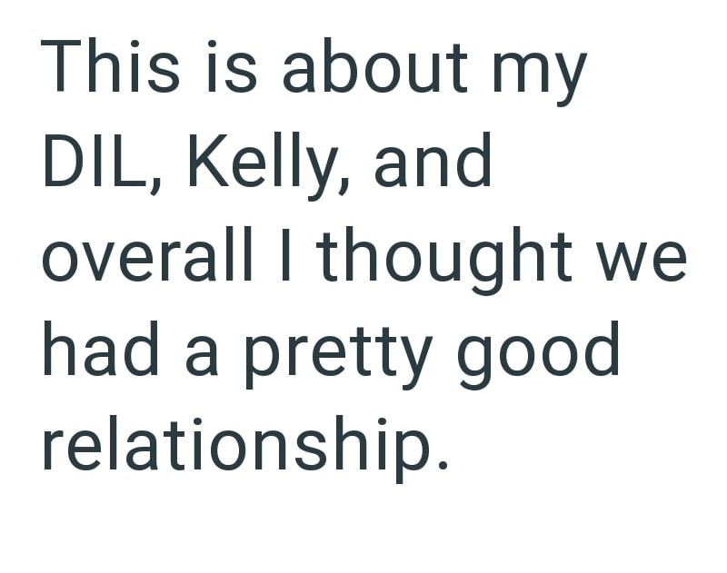 This is about my DIL, Kelly, and overall I thought we had a pretty good relationship.