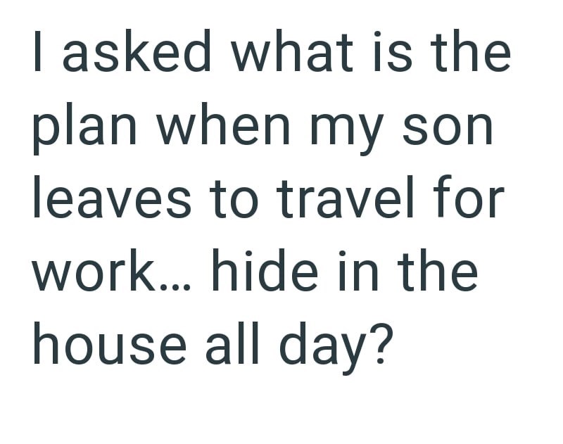 I asked what is the plan when my son leaves to travel for work... hide in the house all day?