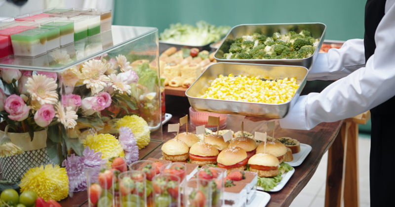 Catering buffet setup at an event. 