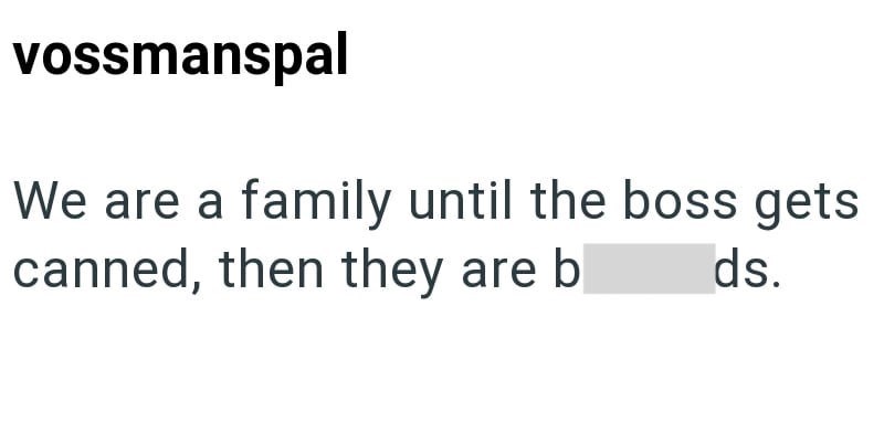 vossmanspal We are a family until the boss gets canned, then they are b ds.